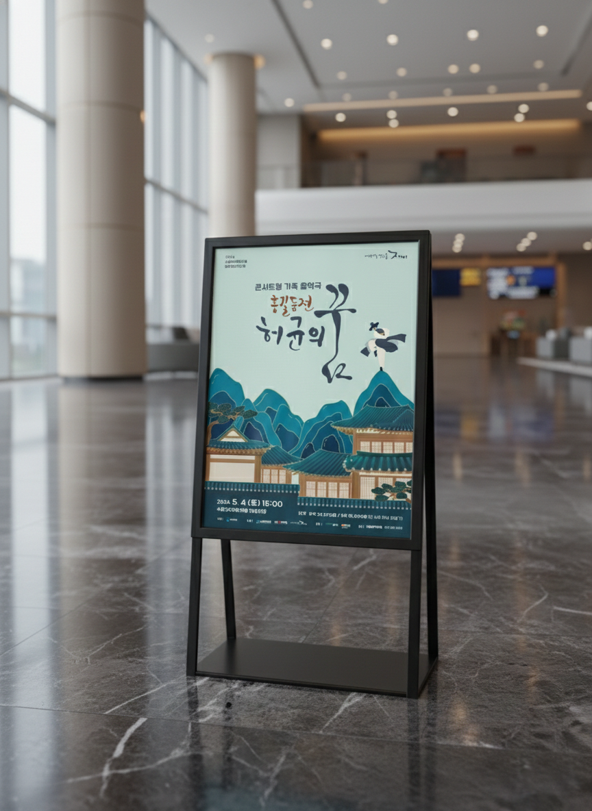 수원sk아트리움 공연 홍보물 디자인 — 홍길동전 허균의 꿈 리플렛·포토존·현수막 1번 이미지 - 공연 홍보물 디자인타임 제작 사례